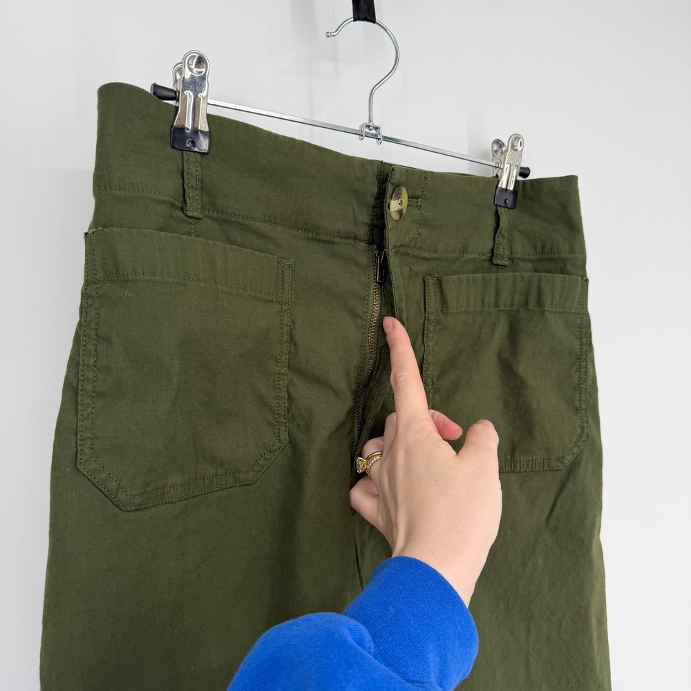 Maeve Anthropologie The Colette Wide Leg Pants Moss Green 28T OB1364733 Crop - Picture 10 of 12